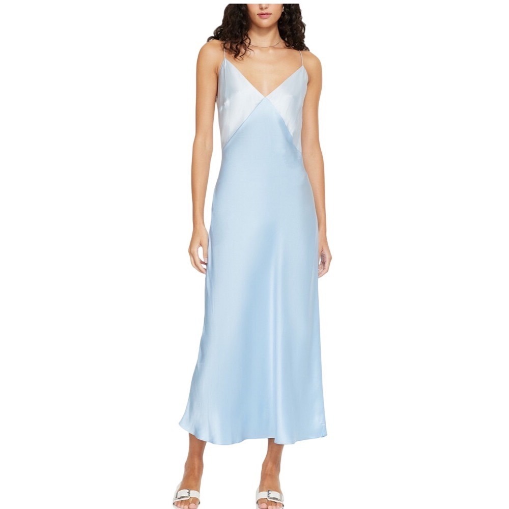 Ginia Silk Maxi Dress Eclipse Blue Two-Tone Slip Dress Medium